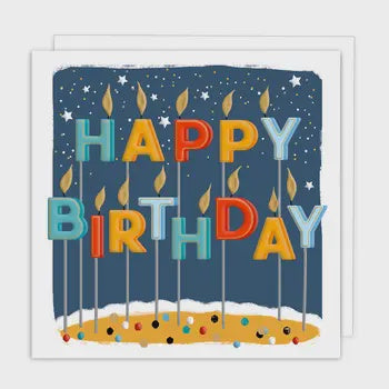 Birthday Card:  CANDLES CAKE Embossed - Rosanna Rossi