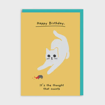 Birthday Card:  Birthday, it's the thought that counts Ken The Cat - Ohh Deer