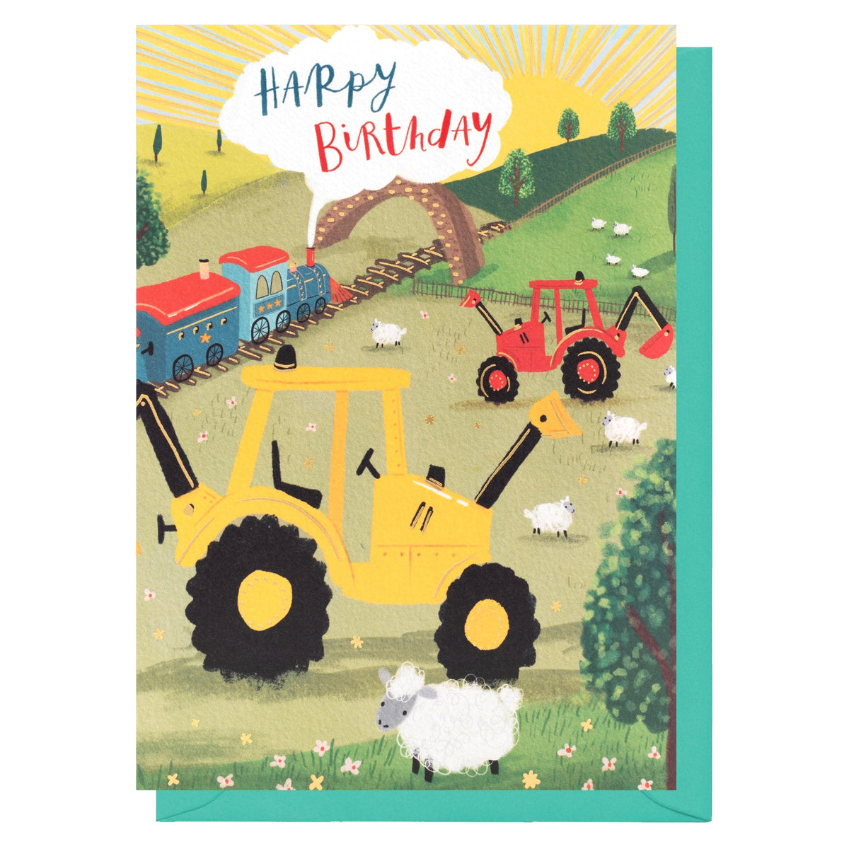 Childrens Card: Gold Foil Diggers - Colourful - Louise Tiler
