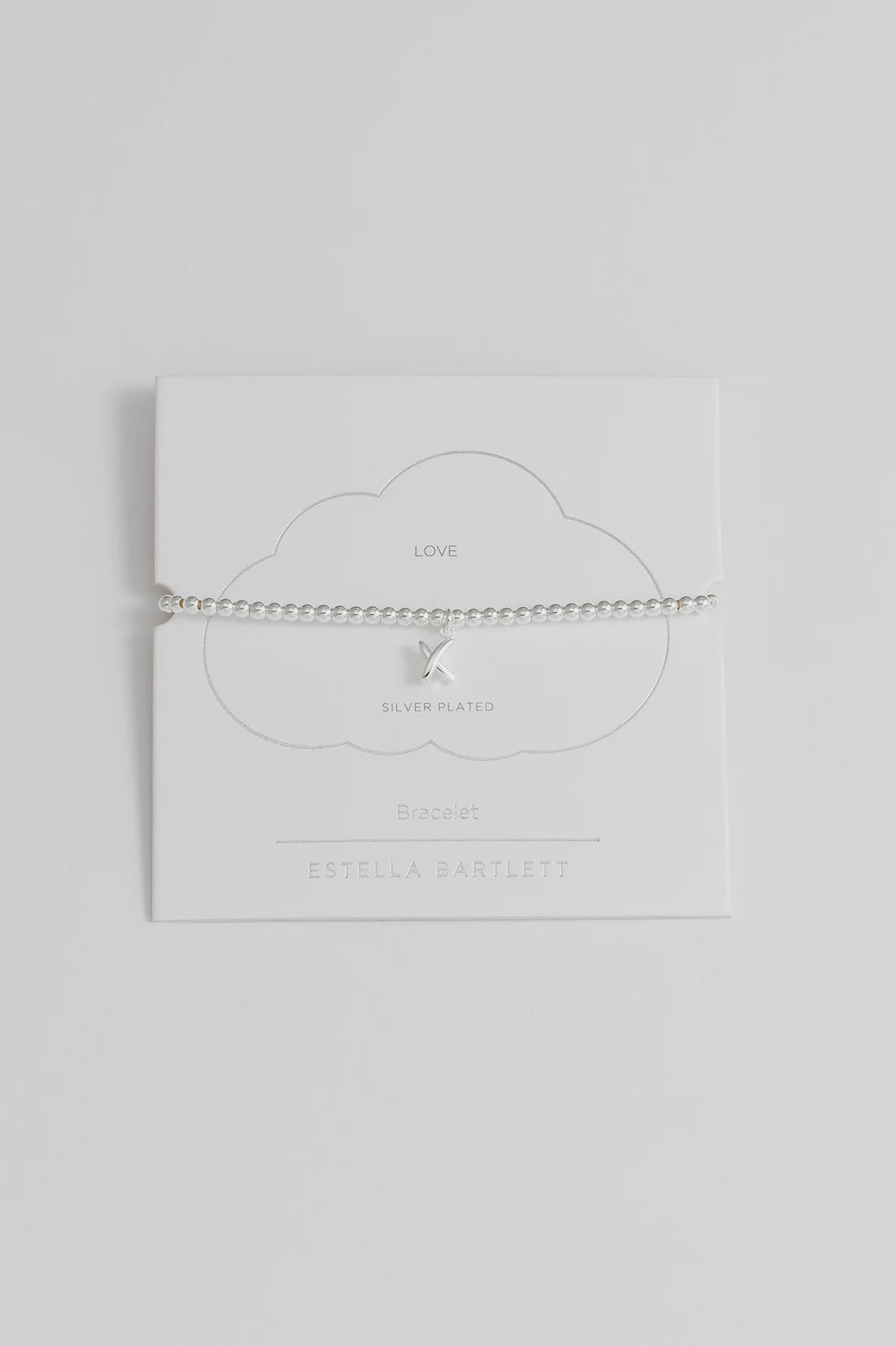 Bracelet on Message Card: Kiss WITH LOVE - Silver Plated - Estella Bartlett