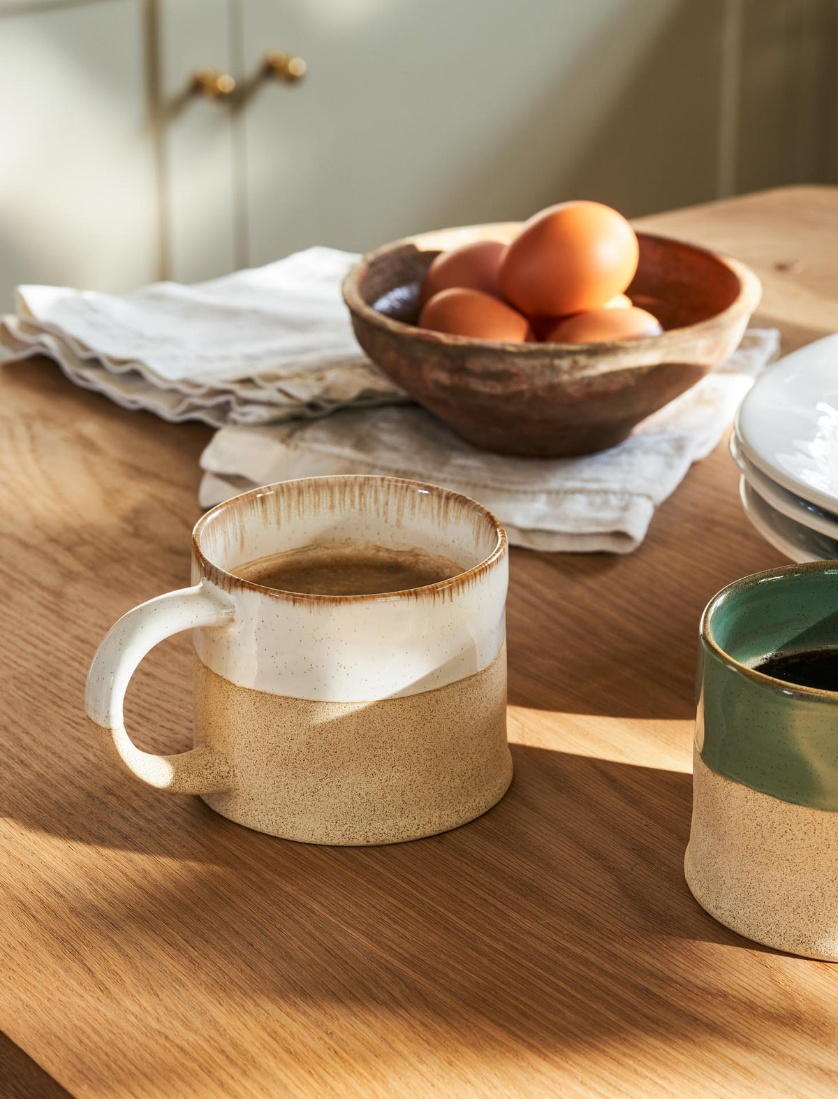 Mug: Stoneware Half Glazed Large Handle - Various - Garden Trading