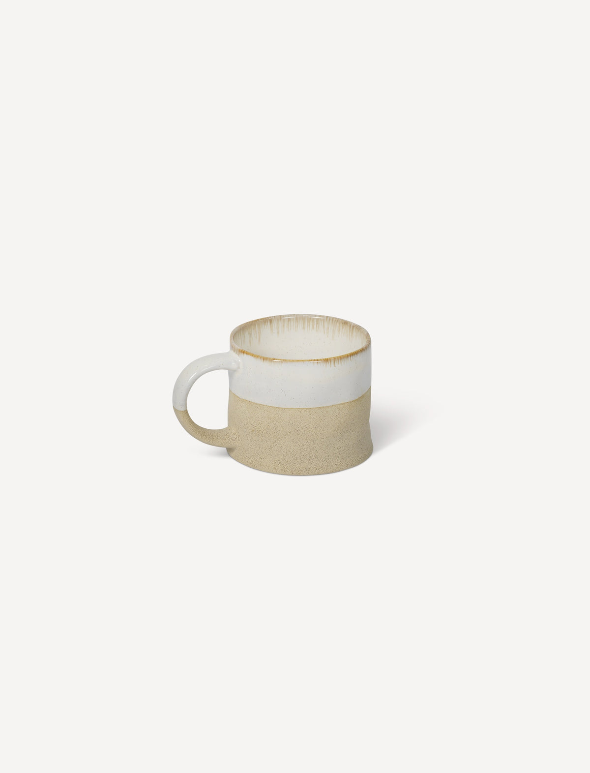 Mug: Stoneware Set Of 2 Half Glazed Large Handle - White - Garden Trading