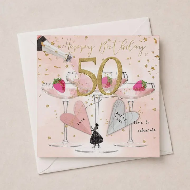 Age Birthday 50th Card: Time To Celebrate Gold Foil  - Hammond Gower