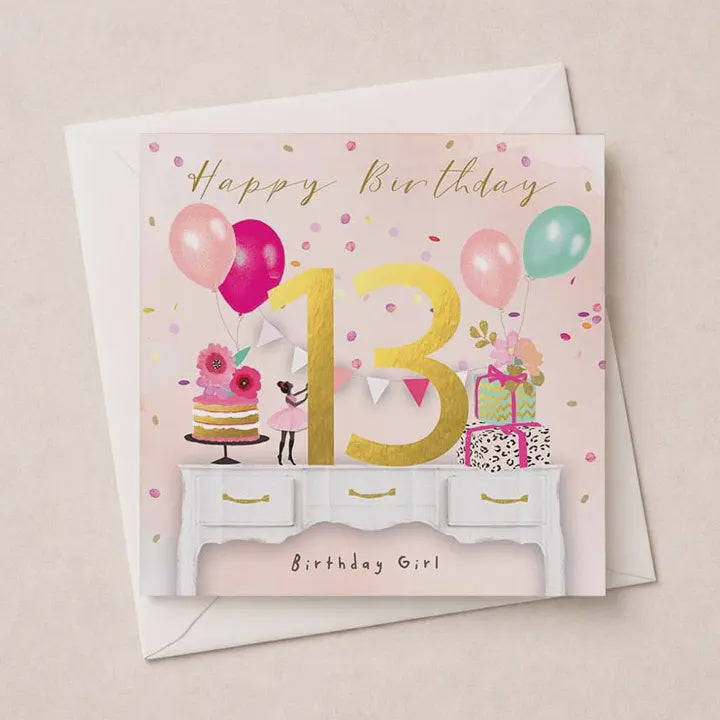 Age Birthday 13th Card: Birthday Party Gold Foil  - Hammond Gower