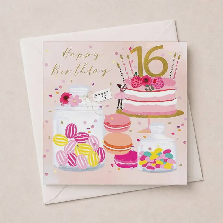 Age Birthday 16th Card: Sweet Treats Gold Foil  - Hammond Gower
