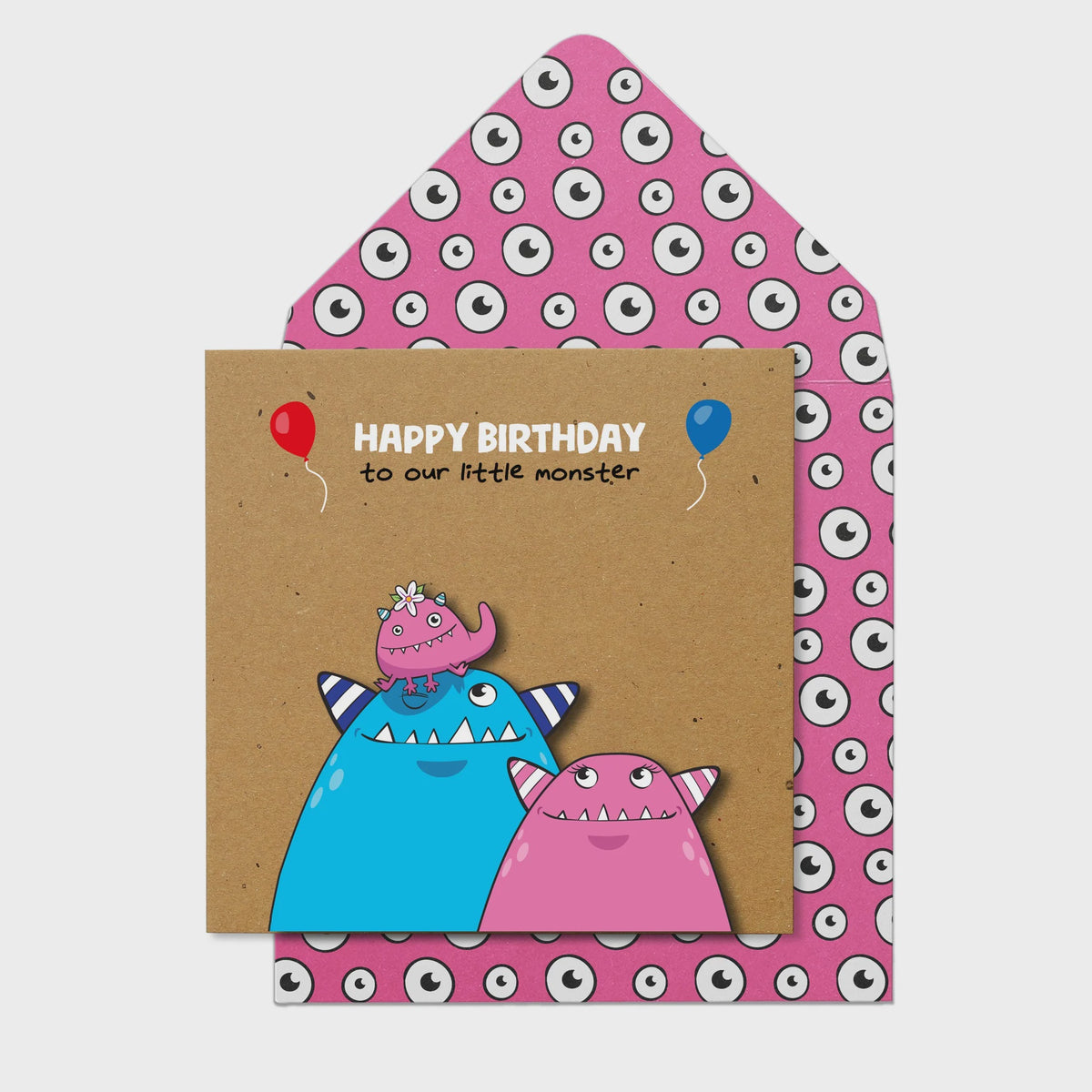 Childrens Card: 3D Happy to our little monster' Girl - Tache