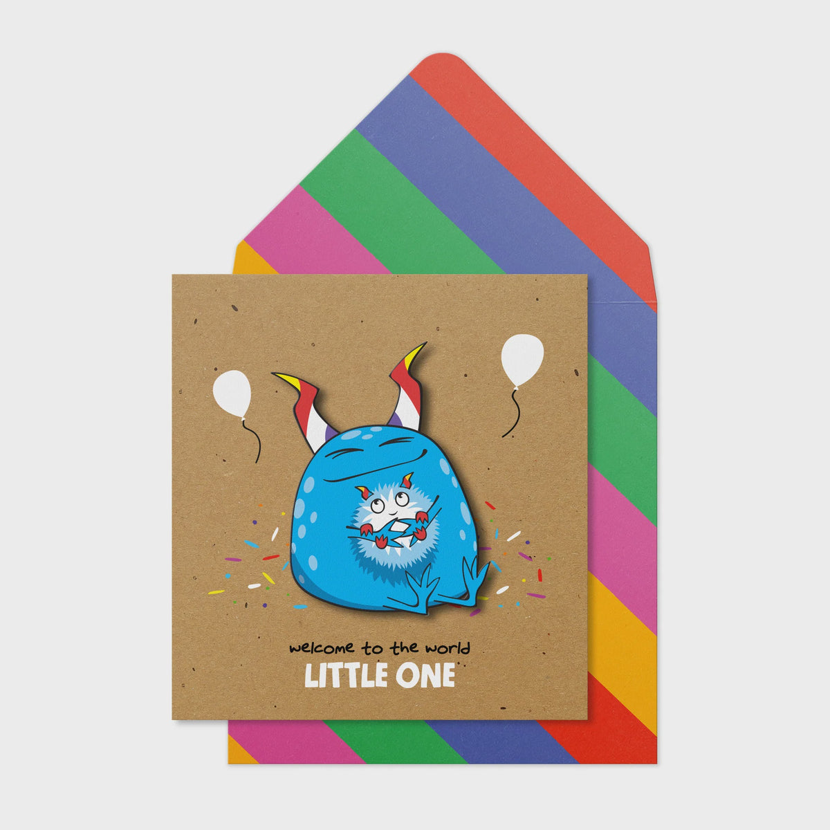 New Baby Card: Boy 3D Welcome to The World Blue - Tache
