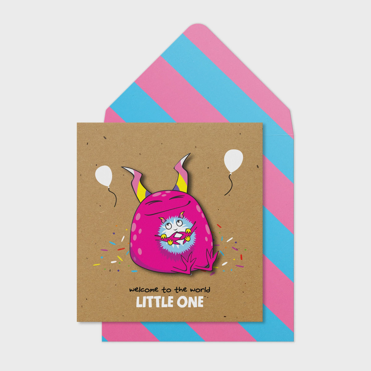 New Baby Card: Girl 3D Welcome to The World, Pink - Tache