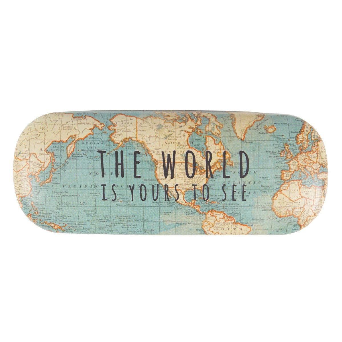 Glasses Case: Hard Vintage Map - Blue - Sass & Belle
