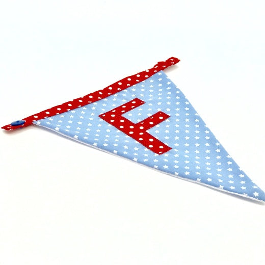 Light Blue Boys Personalised Letter Bunting with Red Letter