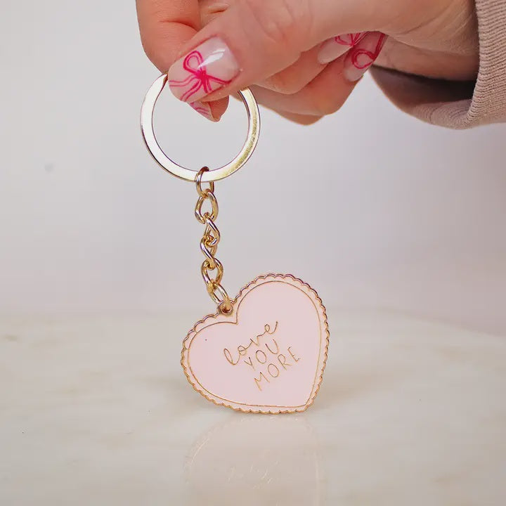 Keyring: Metal Love you More - Gold & Pink - Treat Box