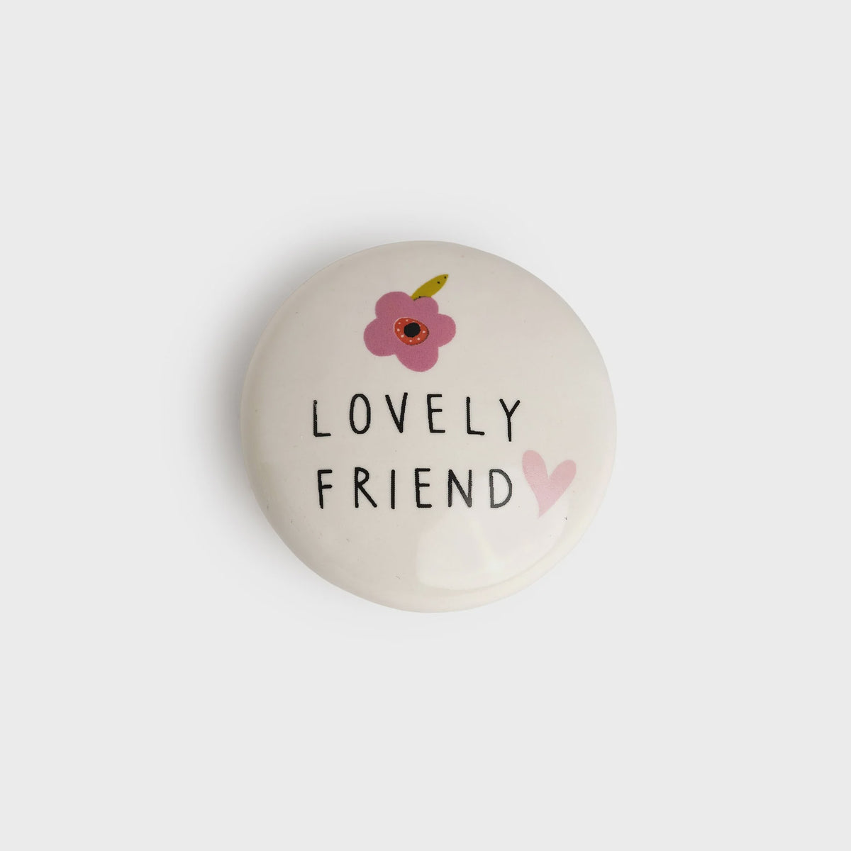 Token Pebble: Ceramic Lovely Friend - White - Belly Button Designs