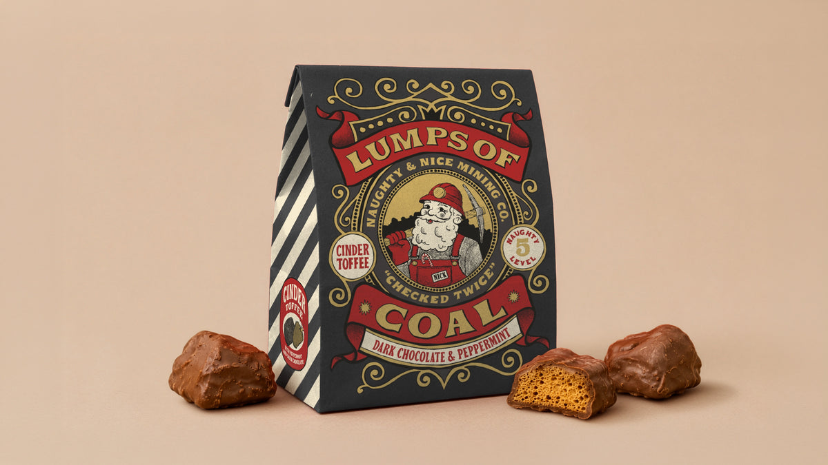 Chocolate: Lumps Of Coal - Peppermint - Black  - The Chocolate Gift Company