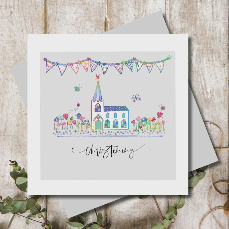 Christening  Card: Rainbow Foil  Church Baptism Pretty Lilly - Marina B