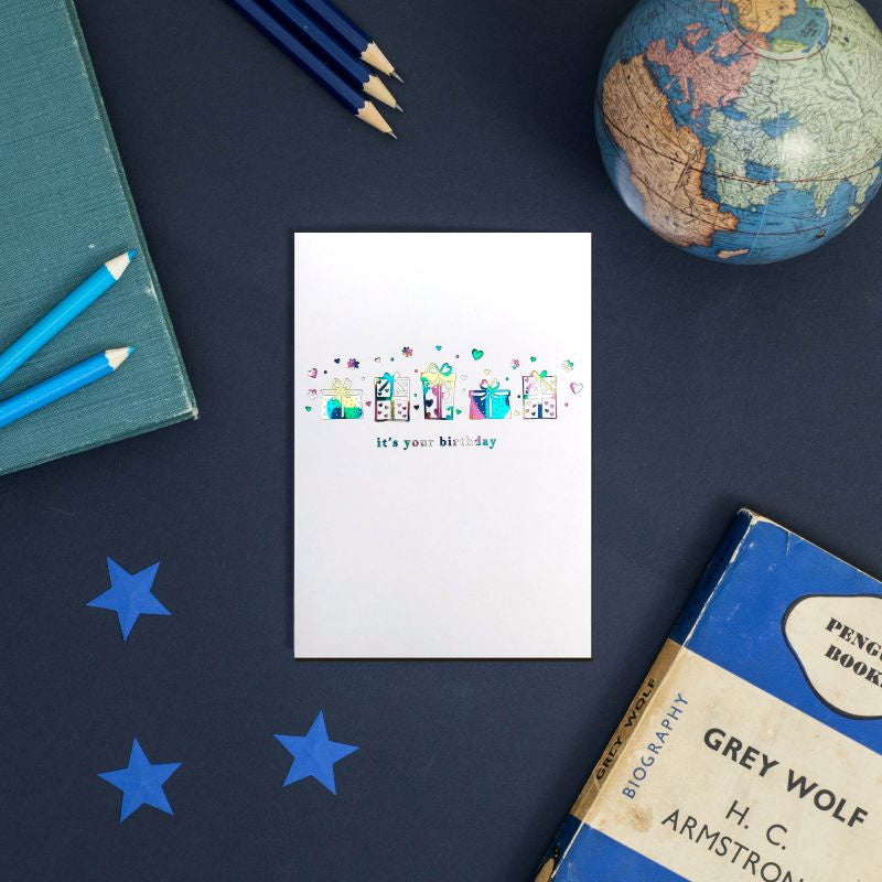 Birthday Card: Pressies Neon Foil - Marina B