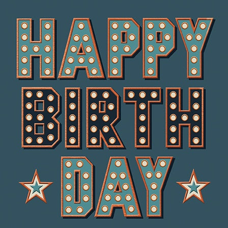 Birthday Card: Happy Birthday Lights - Paper Rose