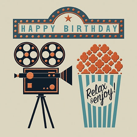 Birthday Card: Cinema Birthday - Paper Rose