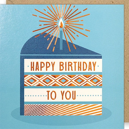 Birthday Card: Cake Slice- Paper Rose
