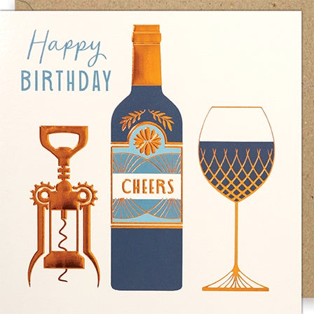 Birthday Card: Raise a Glass - Paper Rose