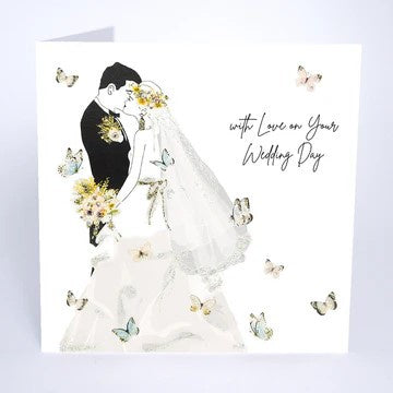 Wedding Card: Bride Groom Butterflies Swarovski Crystals - Five Dollar Shake