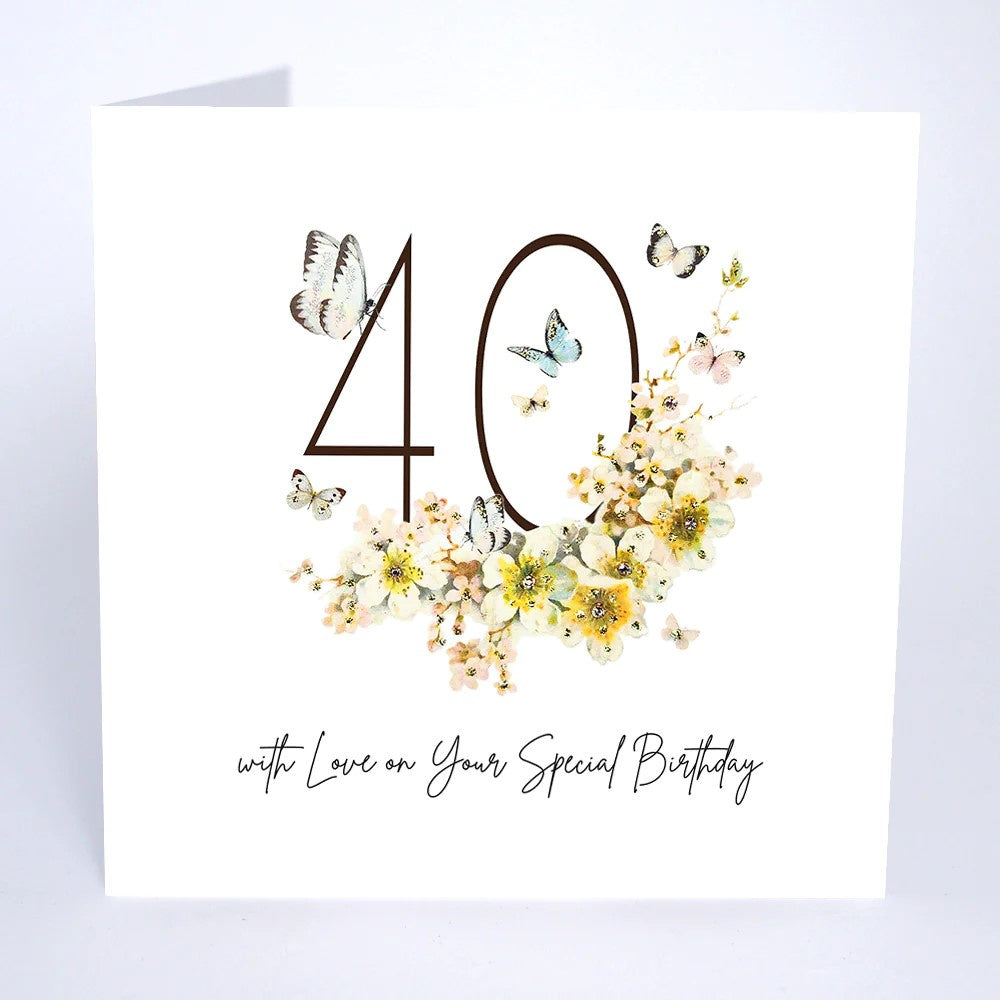 Age 40th Card: With Love On Your Special Handmade Swarovski Crystals - Five Dollar Shake