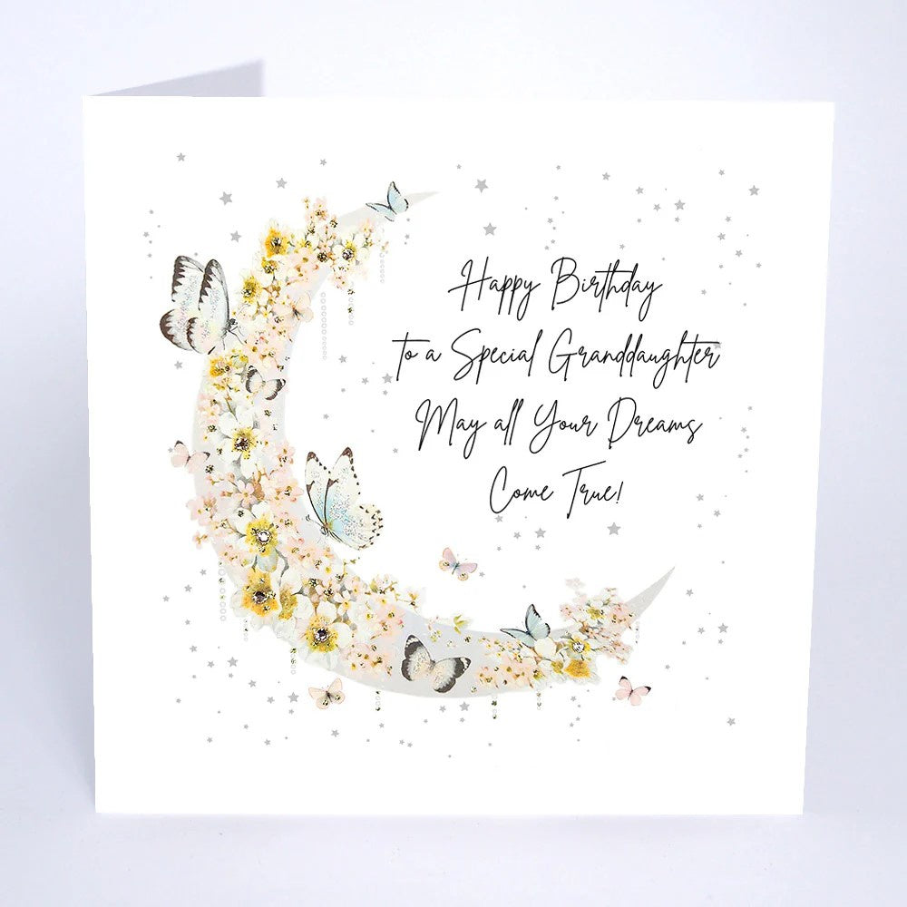Granddaughter Card: Crescent Moon Swarovski Crystals - Five Dollar Shake