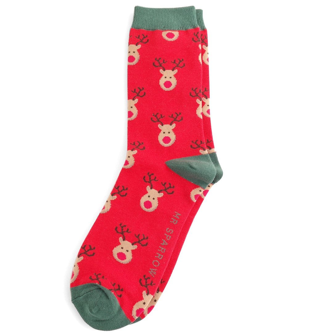 Socks: Reindeer - Red - Mr Sparrow