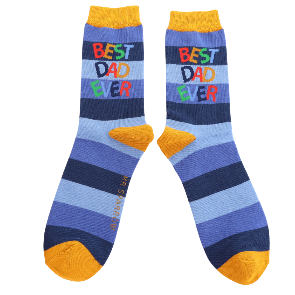 Mens Socks: Bamboo Best Dad - Blue - Mr Sparrow