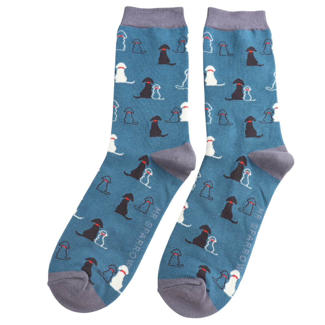 Mens Socks: Bamboo  Dogs - Teal - Mr Sparrow