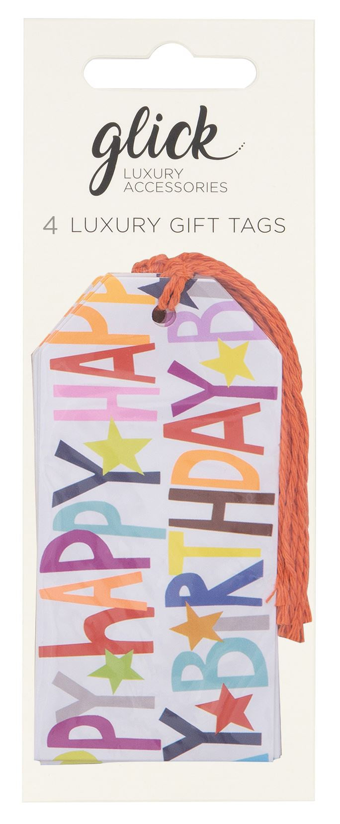 Gift Tag Pack: Pack 4 Ribbon Happy Birthday - Multi - Glick