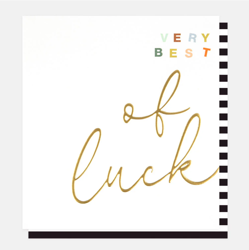 Good Luck Card: Gold Calligraphy Very Best of Luck - Caroline Gardner