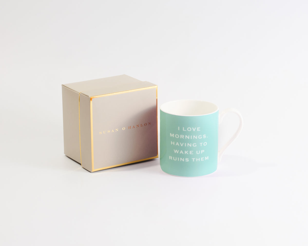 Mug: Ceramic Boxed Having To Wake Up - Green - Susan OHanlon