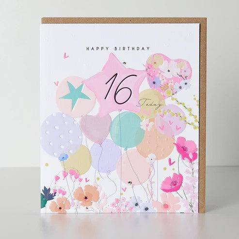 Age 16th Card: Balloons - Belly Button Designs