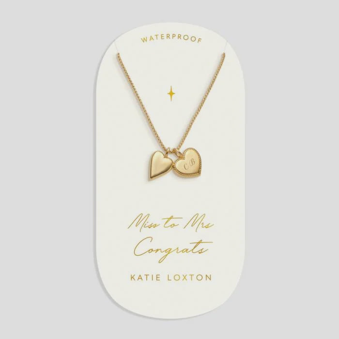 Necklace: Waterproof  Miss to Mrs Carded Charm - Gold Coated - Katie Loxton
