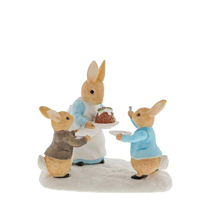 Christmas Ornament: Cast Stone MRS RABBIT CHRISTMAS PUD FIG - Blue - Peter Rabbit