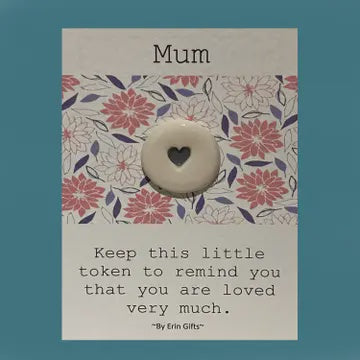 Token: Ceramic Pocket Wish Token - Mum - White - By Erin Cards & Gifts