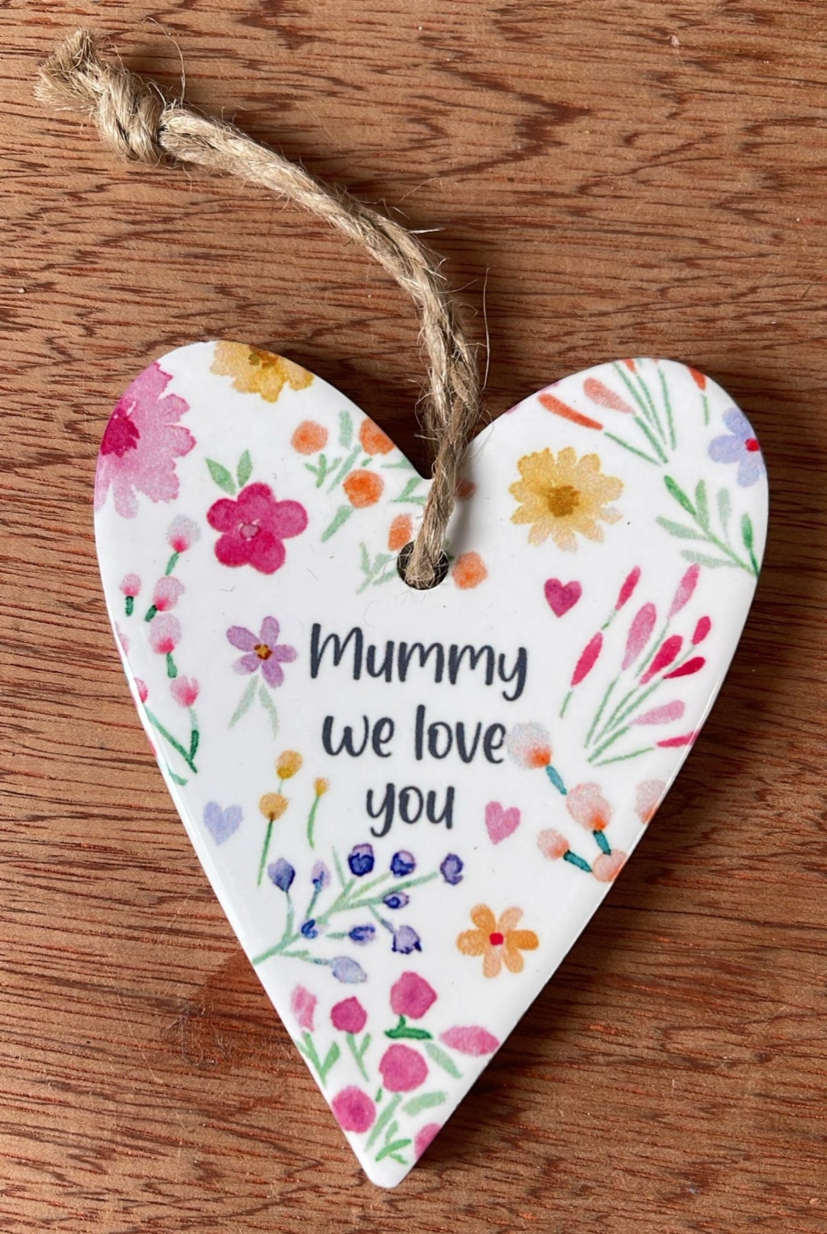Pretty Floral Ceramic Mummy Heart Hanger - Langs