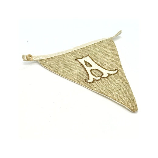 Personalised Letter Bunting Flag: Fabric Triangle Neutral Hessian - Natural