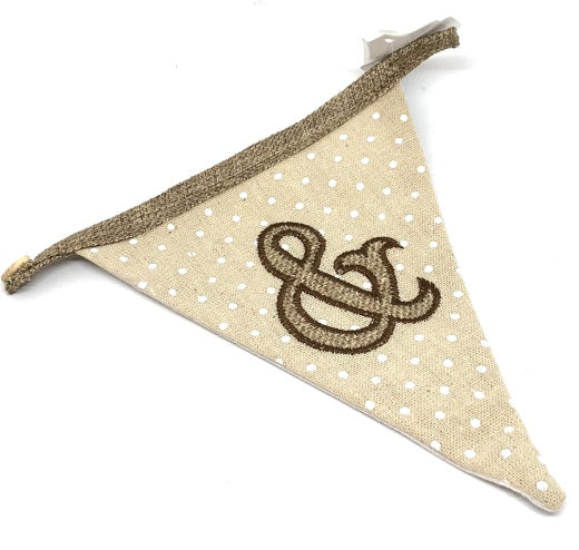 Personalised Letter Bunting Flag: Fabric Triangle Neutral Spot & - Cream - Langs