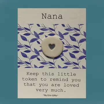 Token: Ceramic Pocket Wish Token - Nana - White - By Erin Cards & Gifts