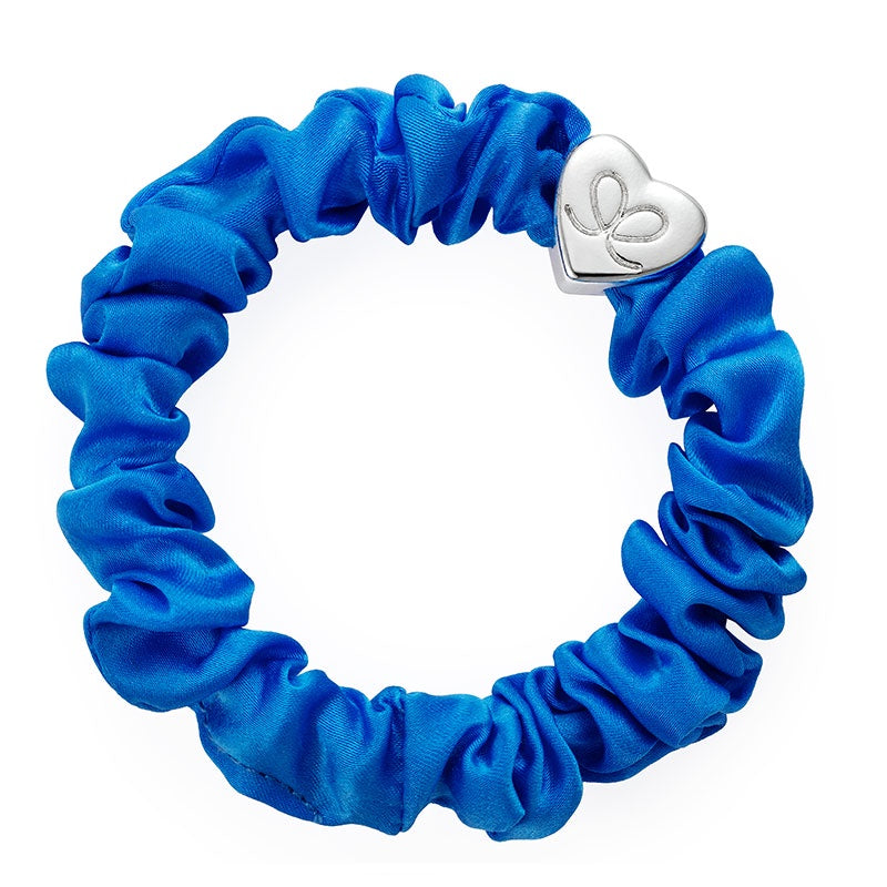 Hairband Bracelet: Stretch Bubble Elastic with  Silver Heart - Neon Blue