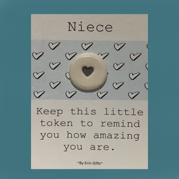 Token: Ceramic Pocket Wish Token - Niece - White - By Erin Cards & Gifts