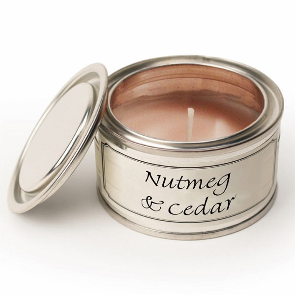 Xmas Candle: Scented Tin 14 hrs - Nutmeg & Cedar - Pintail Candles