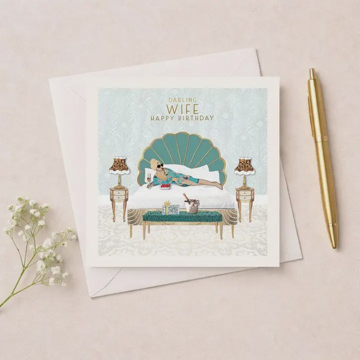 Wife  Card: Lady On Bed Gold Foil  - Hammond Gower
