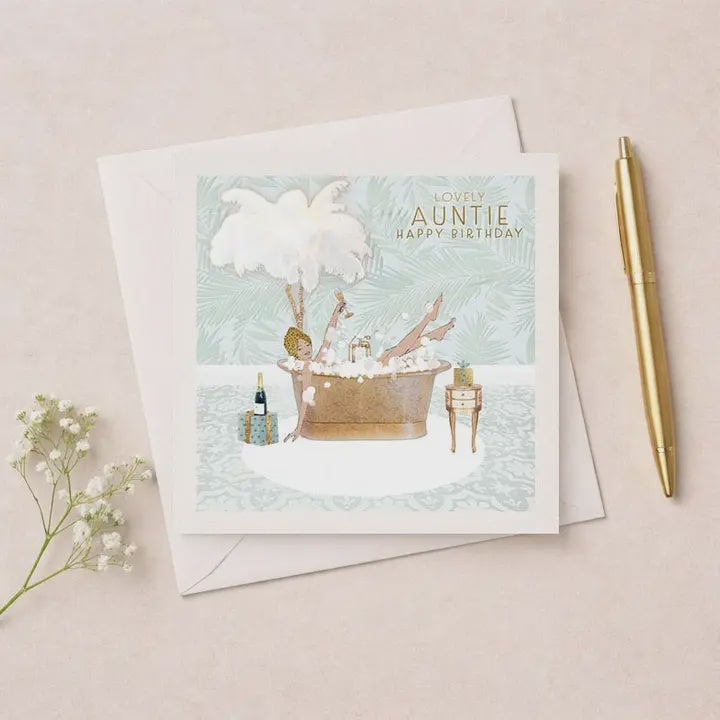 Auntie  Card: Bathtub Gold Foil  - Hammond Gower