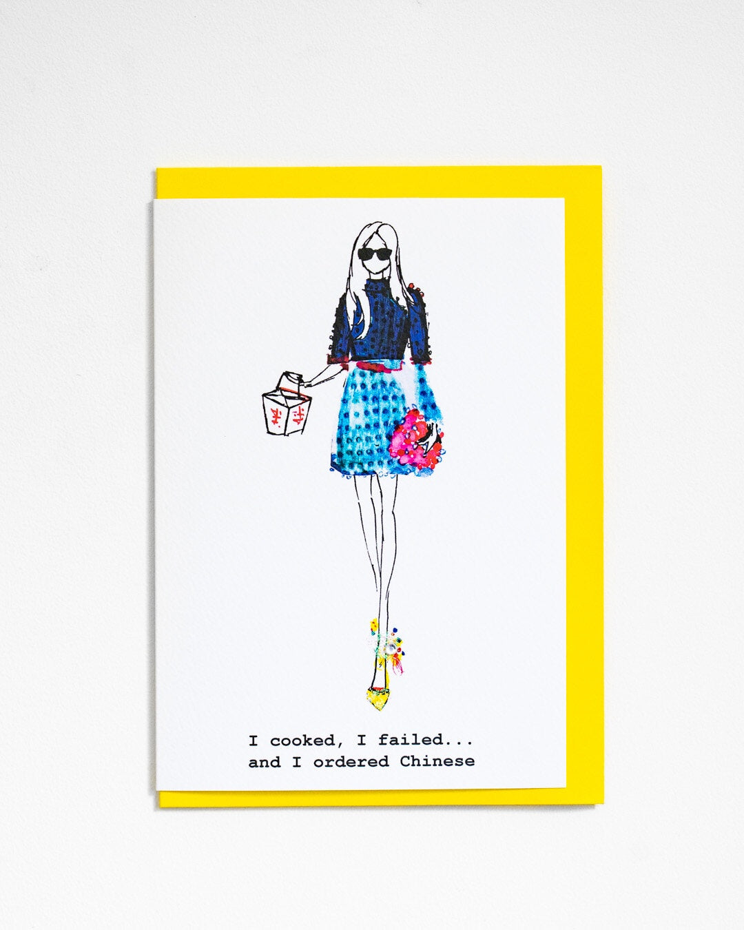Card: Dress Takeaway Box Failed Ordered Chinese - Blue & White