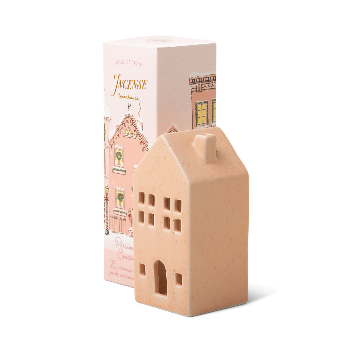 Incence Holder & Cones: Ceramic Town House 20 cones Persimmon Chestnut - Pink - Paddywax