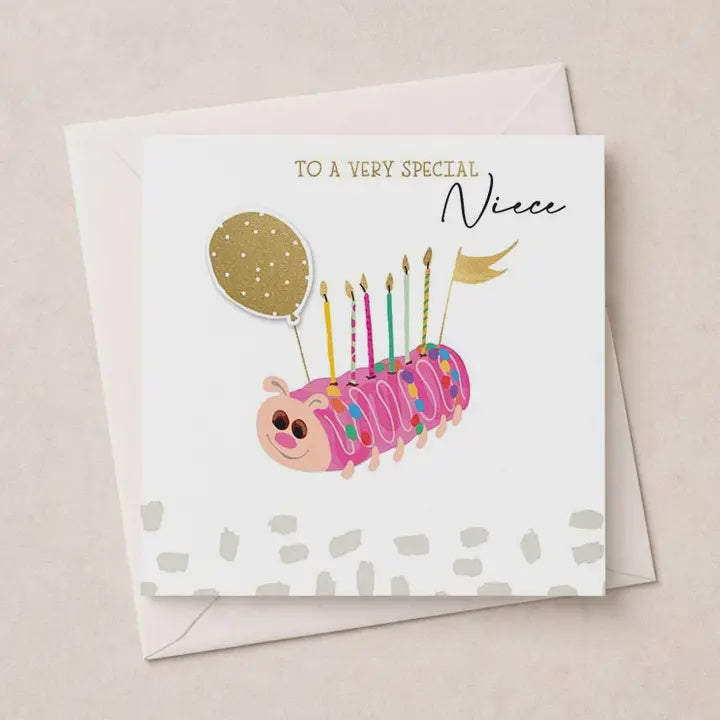 Niece  Card: Caterpillar Cake Gold Foil  - Hammond Gower