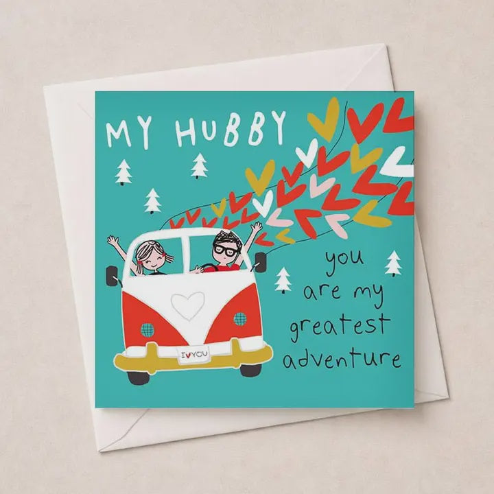 Husband  Card: Hubby Greatest Adventure Colourful Funny Writing - Hammond Gower