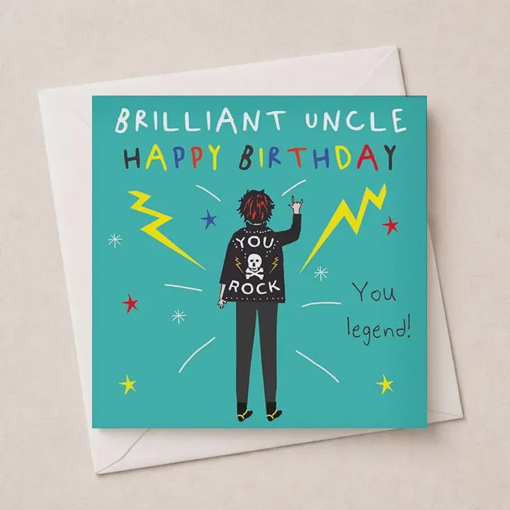 Uncle  Card: You Rock Colourful Funny Writing - Hammond Gower